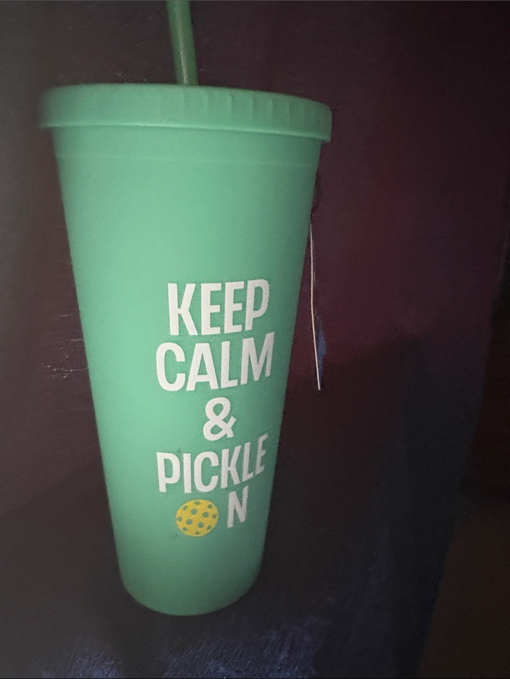 Keep Calm & Pickleball Green Reusable Tumbler by Zinny